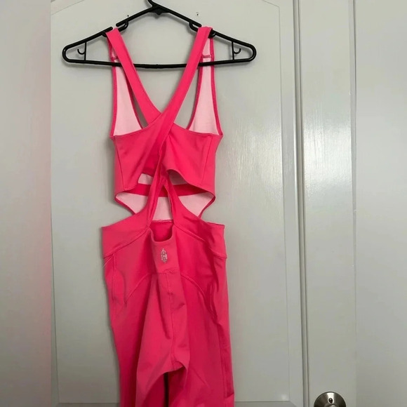 Free people movement Back it Up- Onesie Jumpsuit Dragonfruit size small NWOT - Picture 4 of 10
